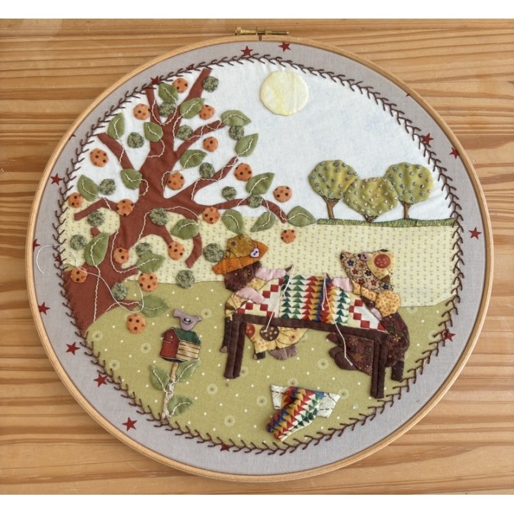 🧵 Tableau textile Sun Bonnet – Patchwork au jardin