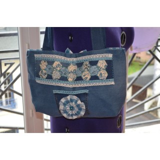 Sac en denim recyclé brodé - Pièce unique