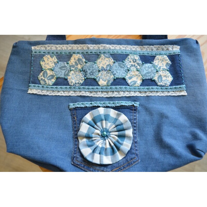 Sac en denim recyclé brodé - Pièce unique