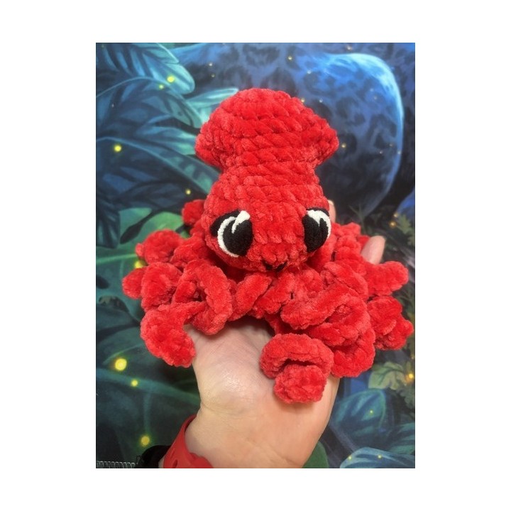🧶 Peluche décorative Calmar Rouge – Amigurumi en laine chenille