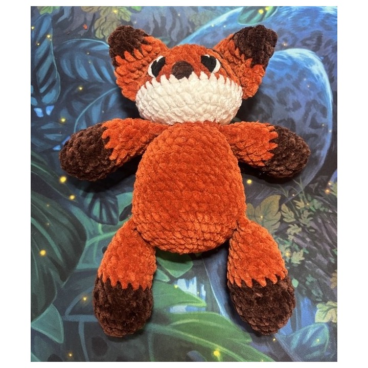 🧶 Peluche décorative Renard Roux – Amigurumi en laine chenille