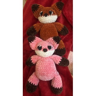 🧶 Peluche décorative Renard Rose – Amigurumi en laine chenille