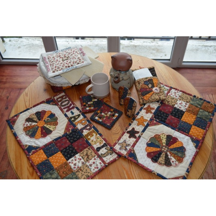 🧵 Lot de 2 sets de table patchwork « Assiette de Dresde »