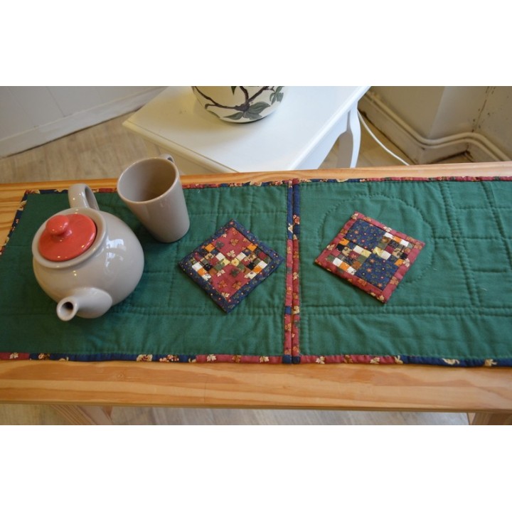 🧵 Lot de 2 sous-tasses patchwork « Assiette de Dresde »